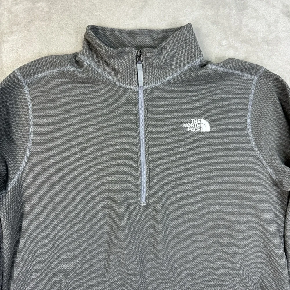 The‎ North Face 1/4 Zip Fleece Pullover Men XL Gray Textured Outdoor Hiking